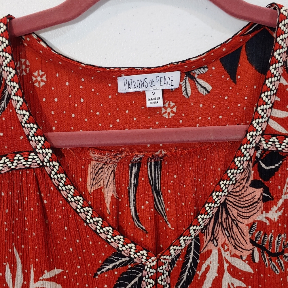 PATRONS OF PEACE FLORAL BOHO SLEEVELESS TOP - Picture 2 of 14
